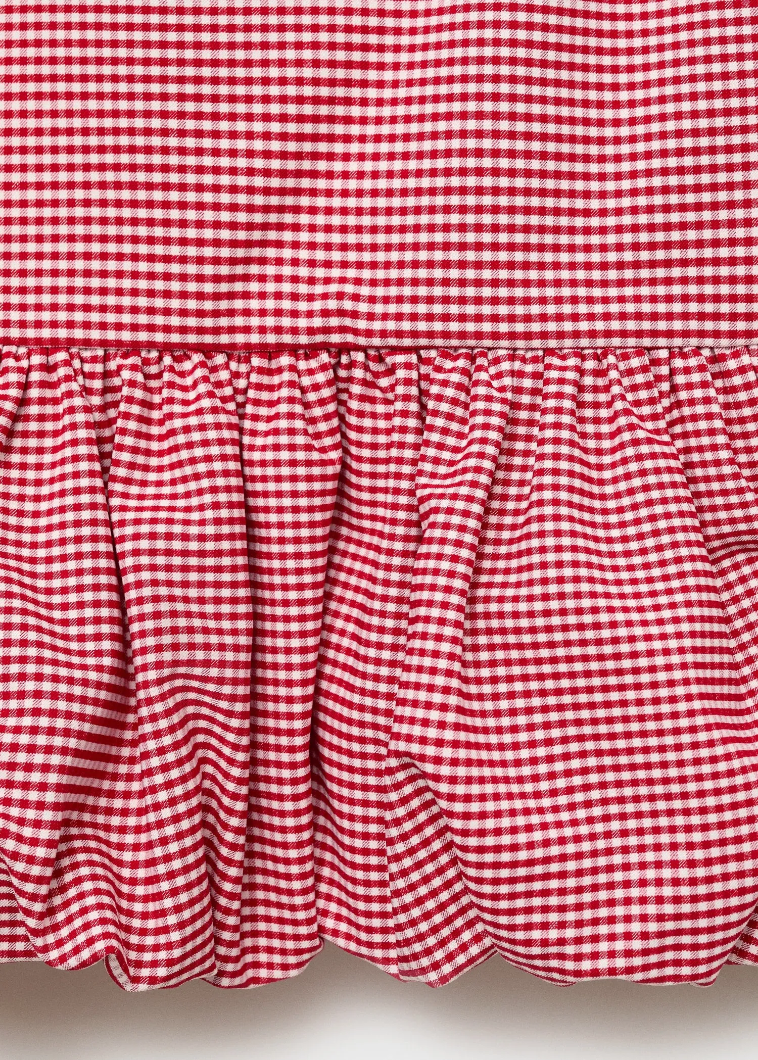 Gingham-check top with ruffle