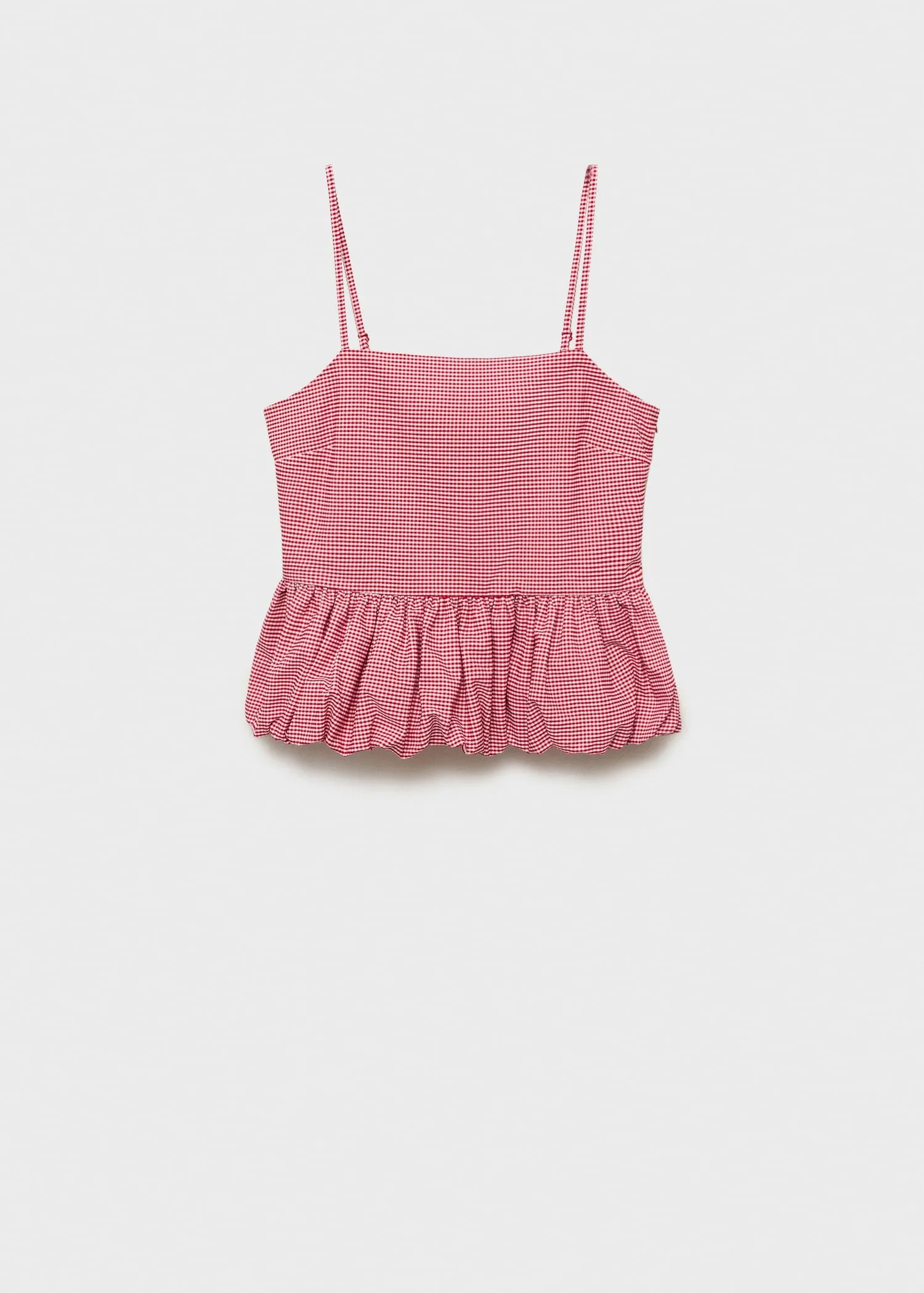 Gingham-check top with ruffle