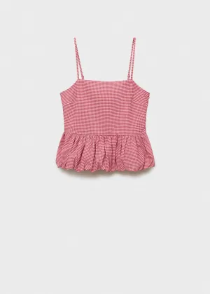 Gingham-check top with ruffle