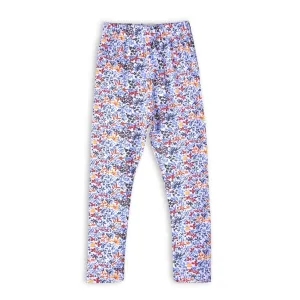 Girls Blue Printed Flower Tight