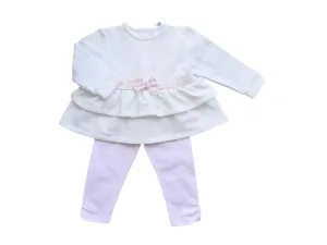 Girls Ivory and Pink Cotton Leggings Set