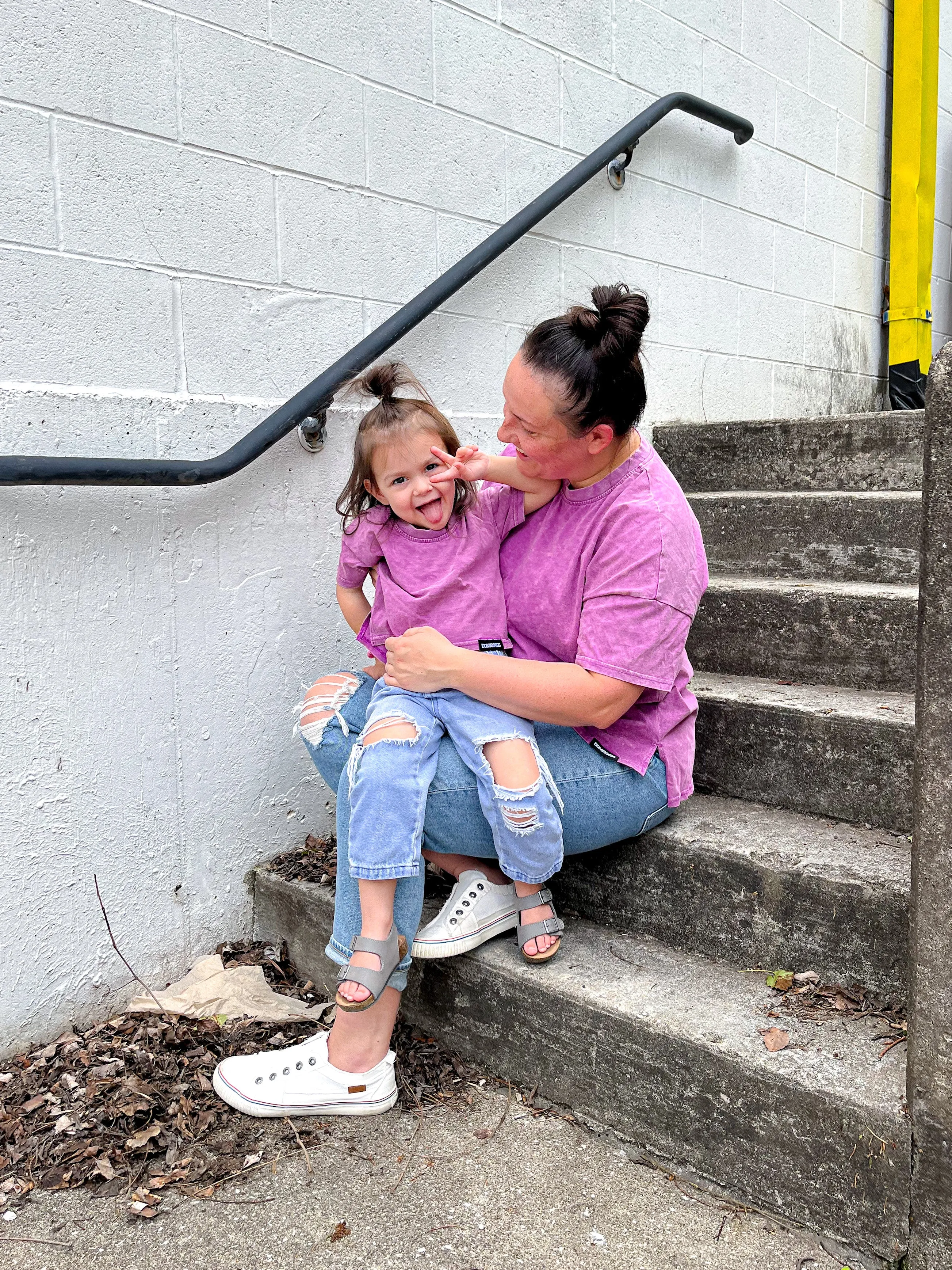Girls Purple Acid Wash Boxy Tee