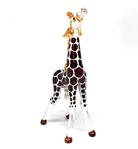 Glass Giraffe Figurine Collectible Hand Blown Safari Miniature Animals Collectibles Home Decoration Statues