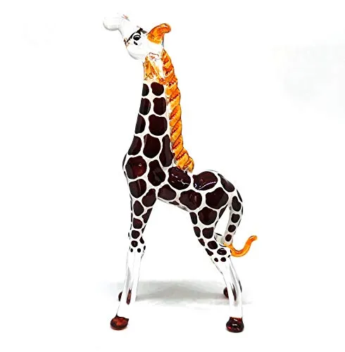 Glass Giraffe Figurine Collectible Hand Blown Safari Miniature Animals Collectibles Home Decoration Statues