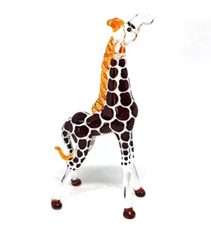 Glass Giraffe Figurine Collectible Hand Blown Safari Miniature Animals Collectibles Home Decoration Statues