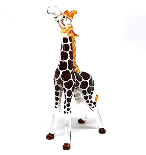 Glass Giraffe Figurine Collectible Hand Blown Safari Miniature Animals Collectibles Home Decoration Statues