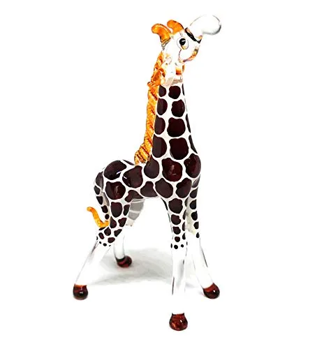 Glass Giraffe Figurine Collectible Hand Blown Safari Miniature Animals Collectibles Home Decoration Statues