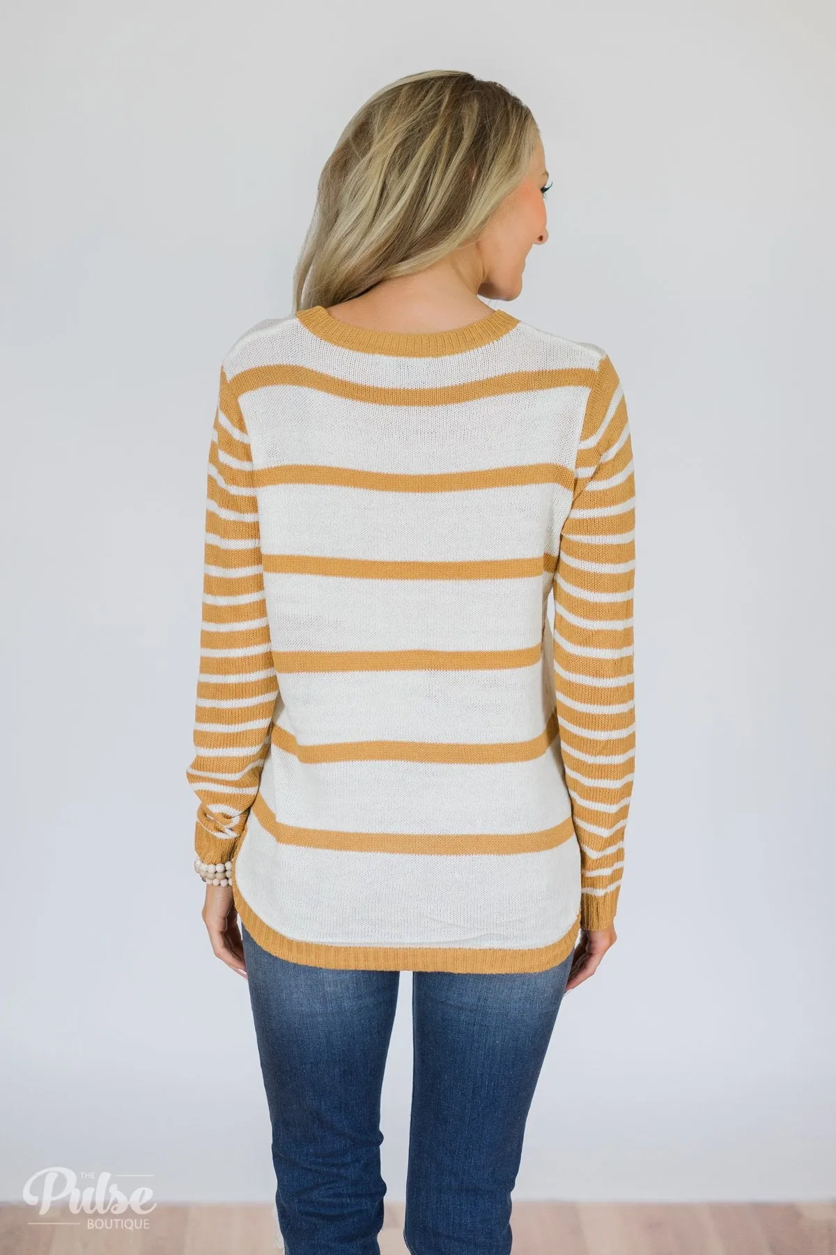 Good Things Coming Striped Knit Sweater- Golden Yellow