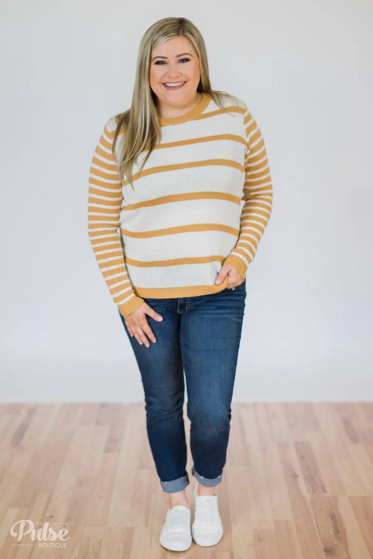 Good Things Coming Striped Knit Sweater- Golden Yellow
