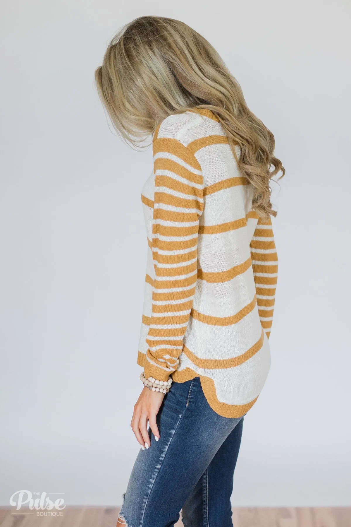 Good Things Coming Striped Knit Sweater- Golden Yellow