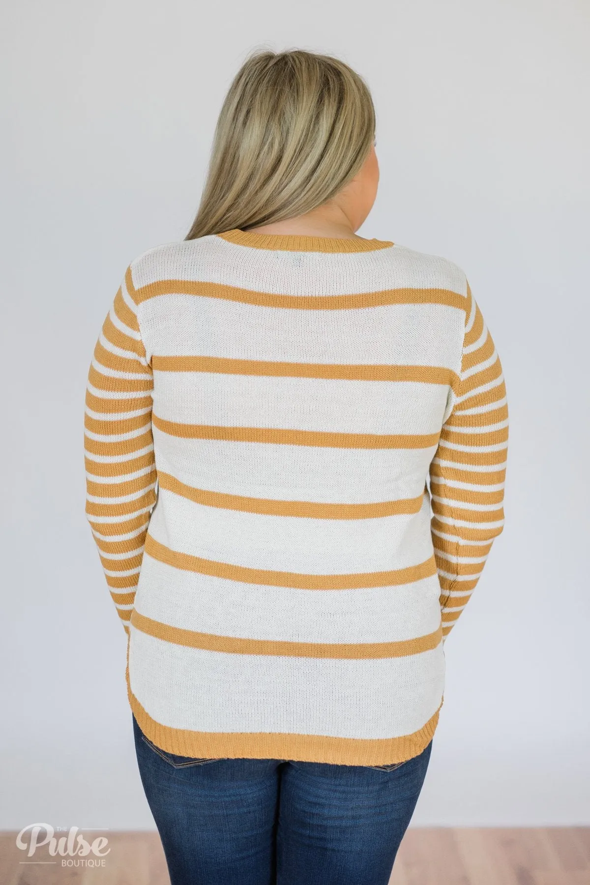 Good Things Coming Striped Knit Sweater- Golden Yellow