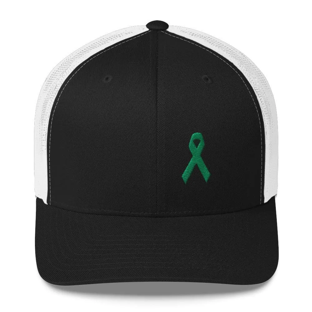 Green Awareness Ribbon Snapback Trucker Hat