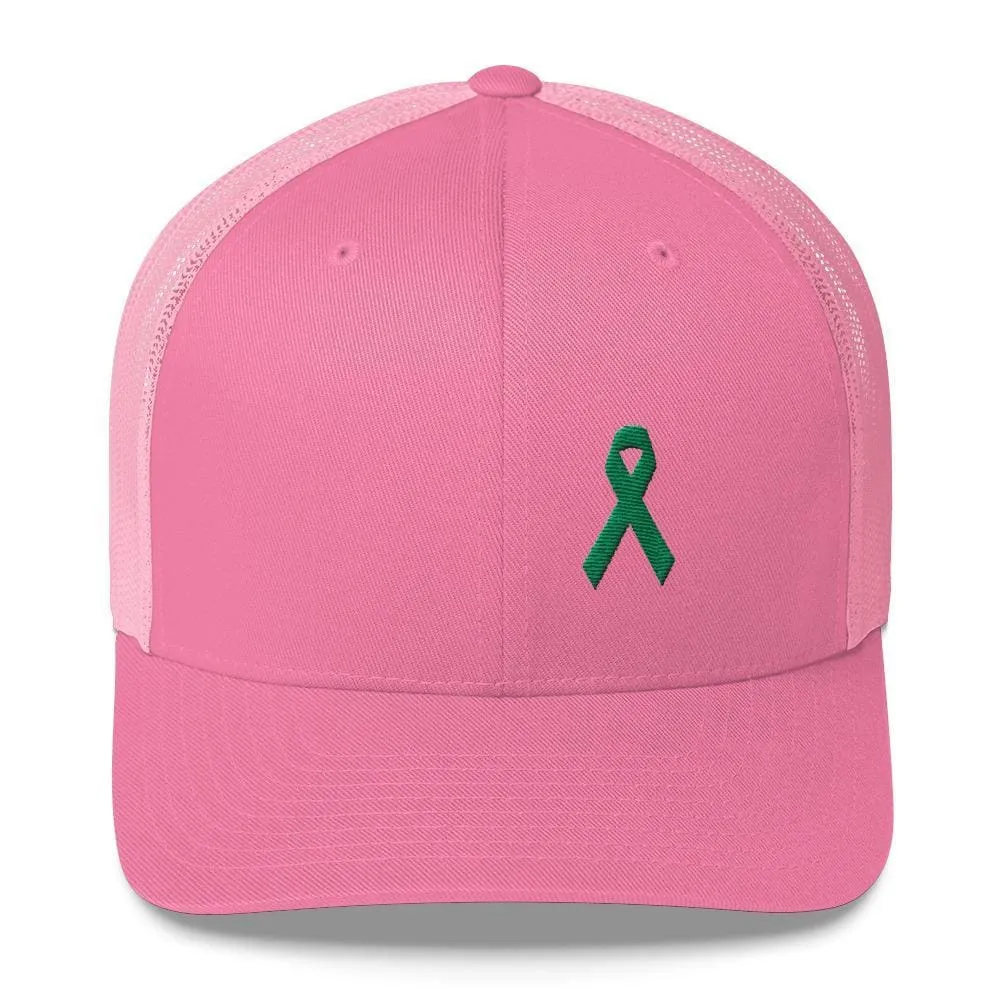 Green Awareness Ribbon Snapback Trucker Hat