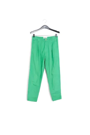 Green loose-fit denim pants