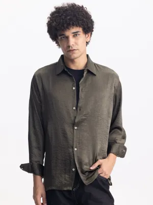 Green Plain Casual Shirt