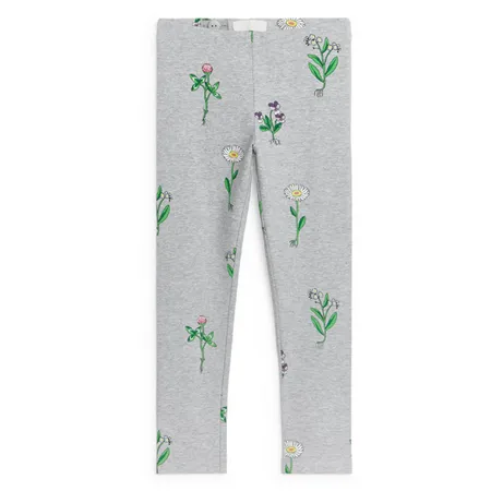 Grey Floral Leggings