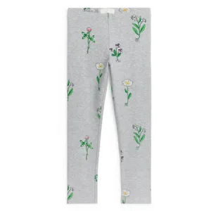 Grey Floral Leggings