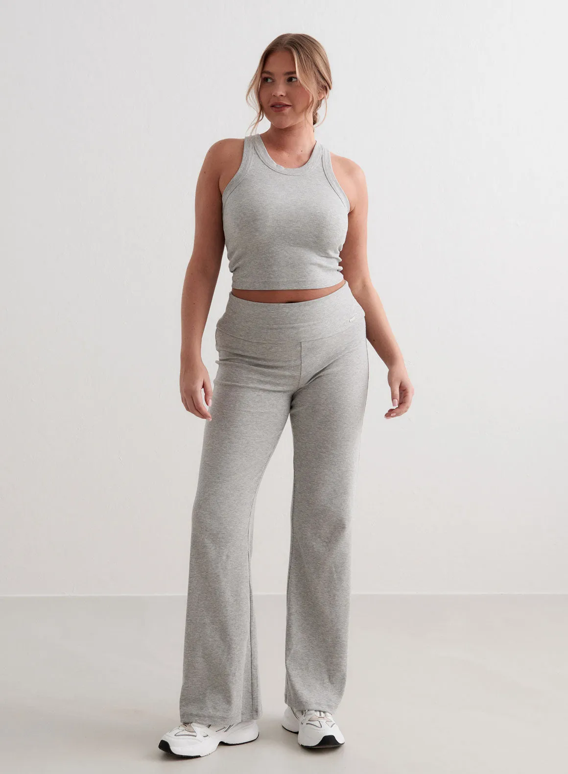 Grey Melange Ease Ribbed Pants