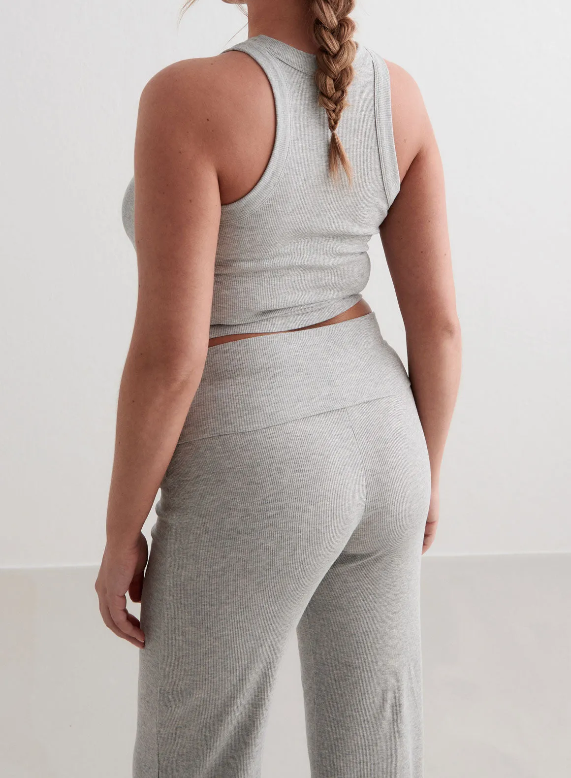 Grey Melange Ease Ribbed Pants