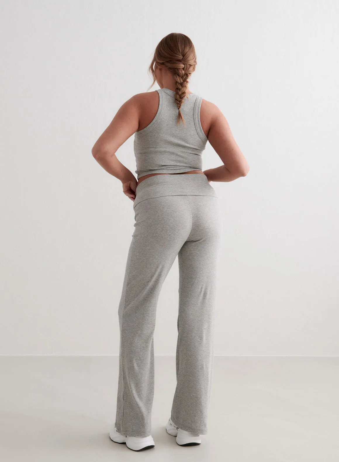 Grey Melange Ease Ribbed Pants