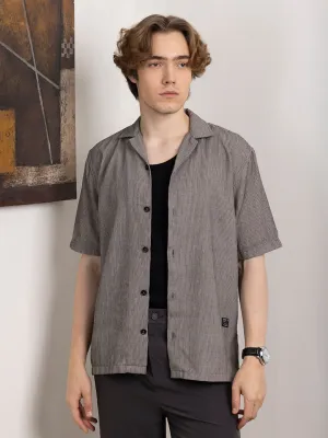 Grey Plain Camp Collar Shirt