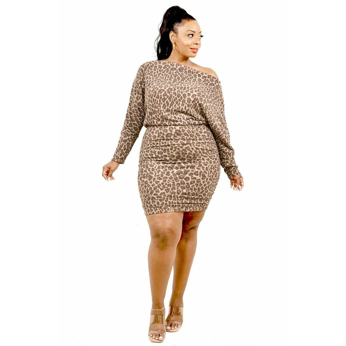 Hacci Wide Neck Midi Dress
