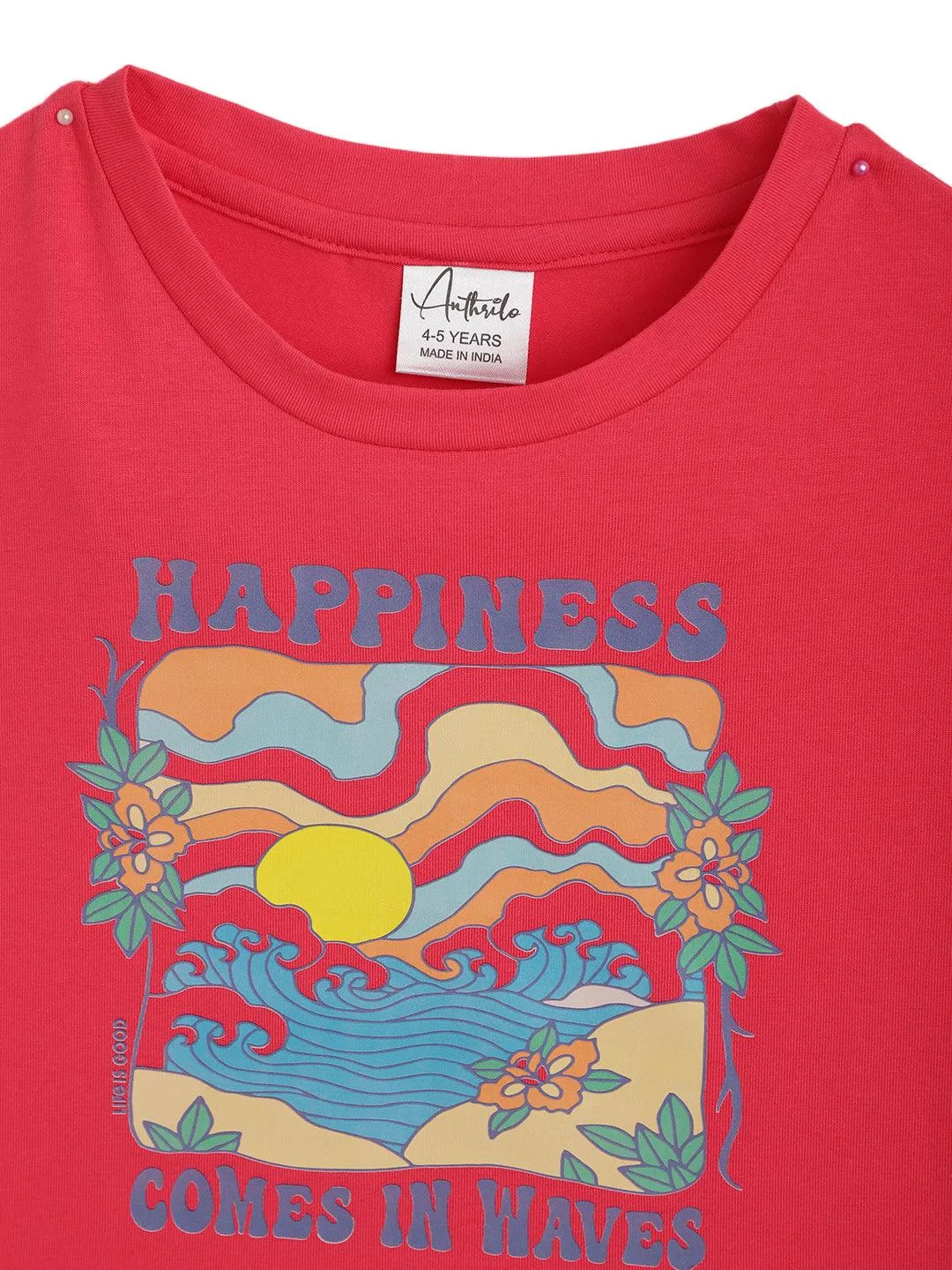 HAPPINESS ROSE PINK SUMMER GIRLS T-SHIRT - PINK