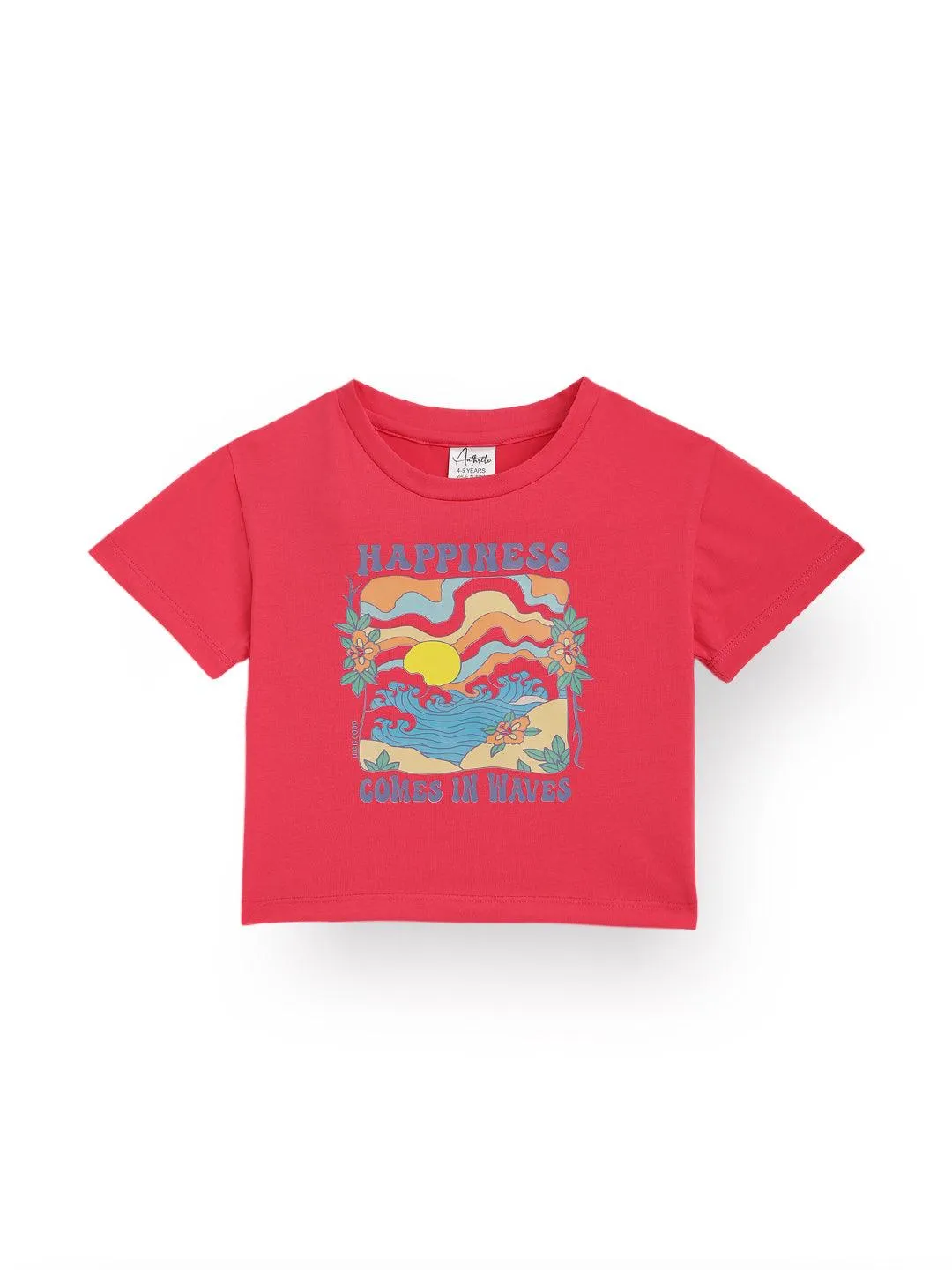 HAPPINESS ROSE PINK SUMMER GIRLS T-SHIRT - PINK