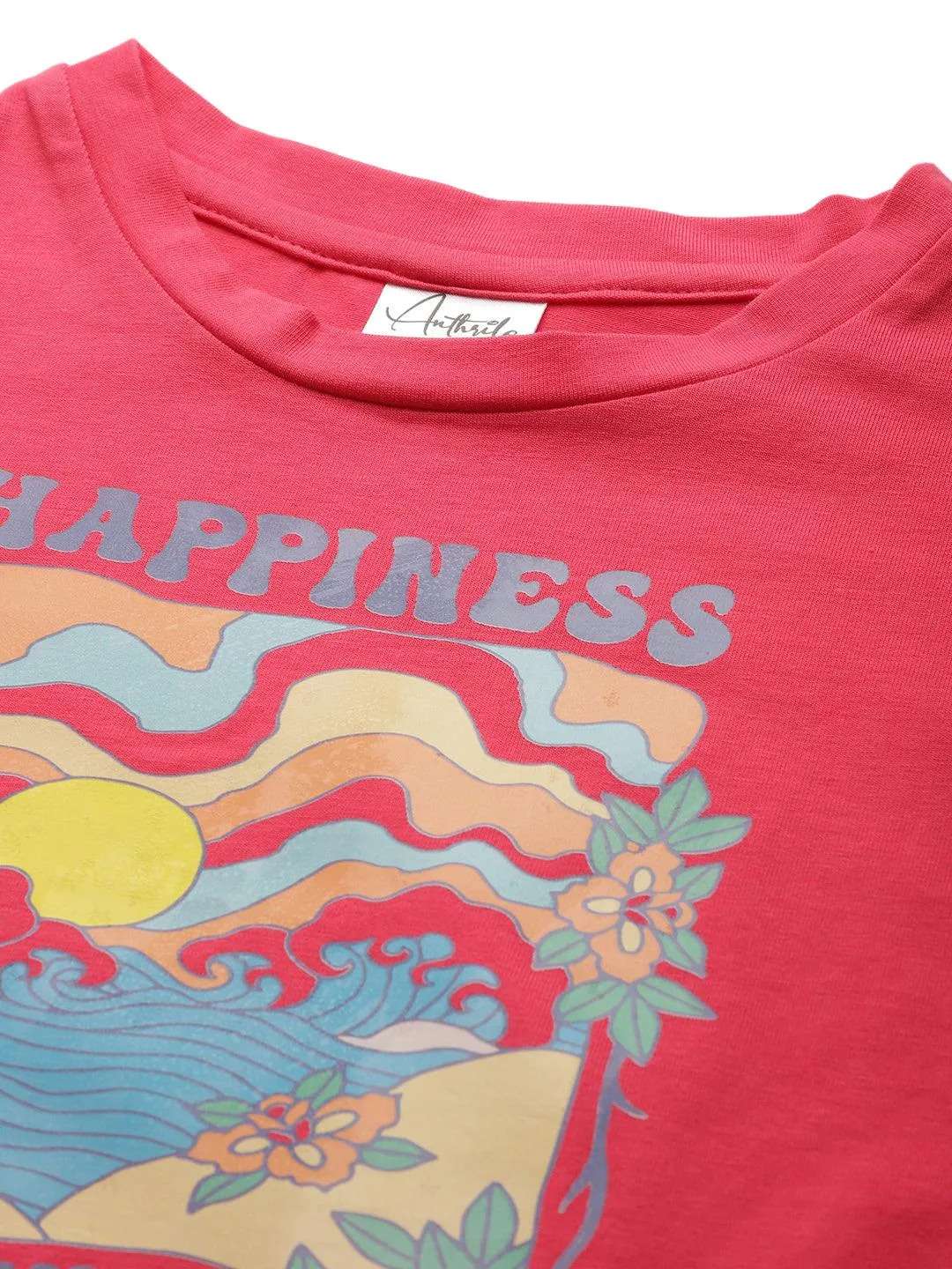 HAPPINESS ROSE PINK SUMMER GIRLS T-SHIRT - PINK