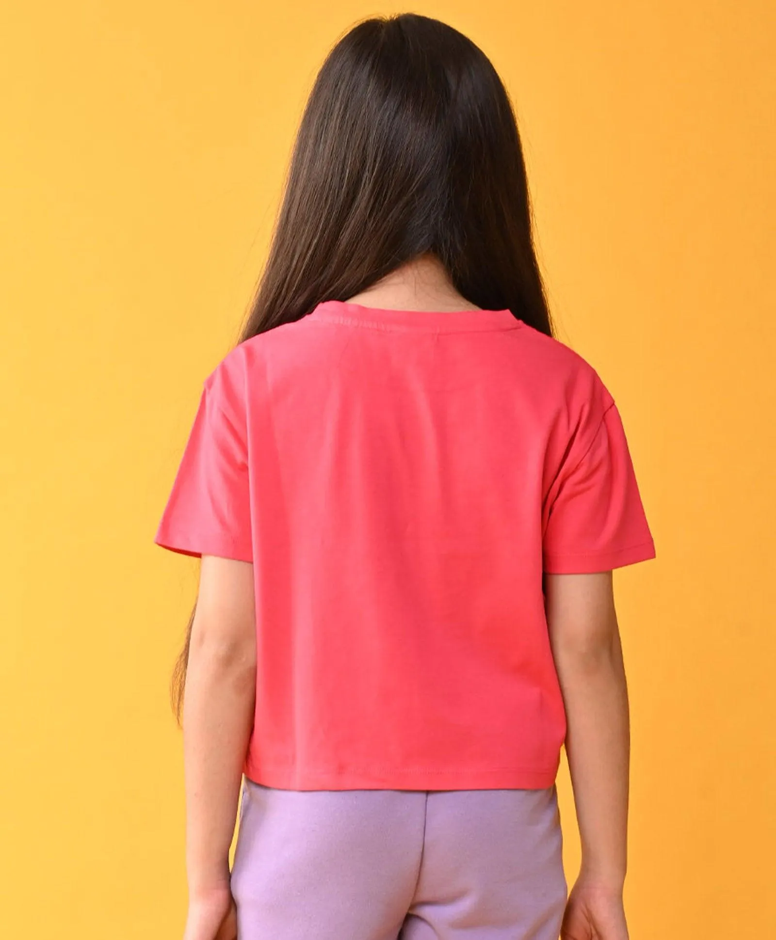 HAPPINESS ROSE PINK SUMMER GIRLS T-SHIRT - PINK