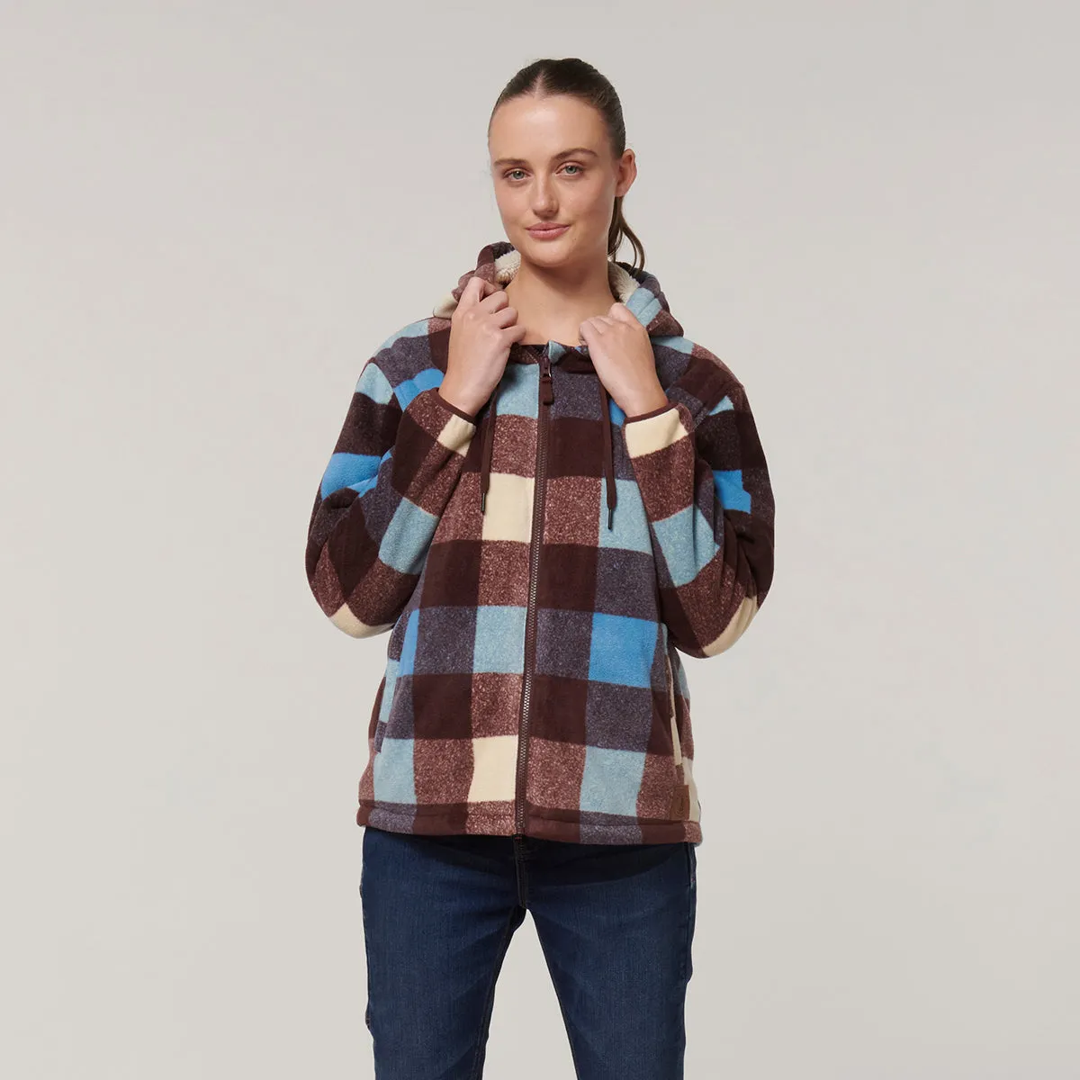 Hard Yakka Women's Check Zoodie - Mocha Check