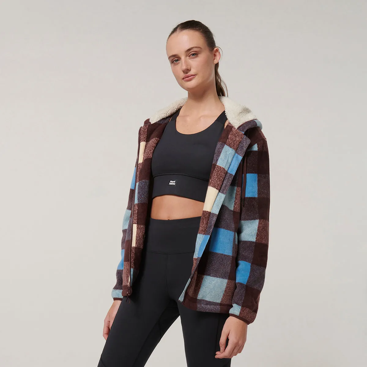 Hard Yakka Women's Check Zoodie - Mocha Check
