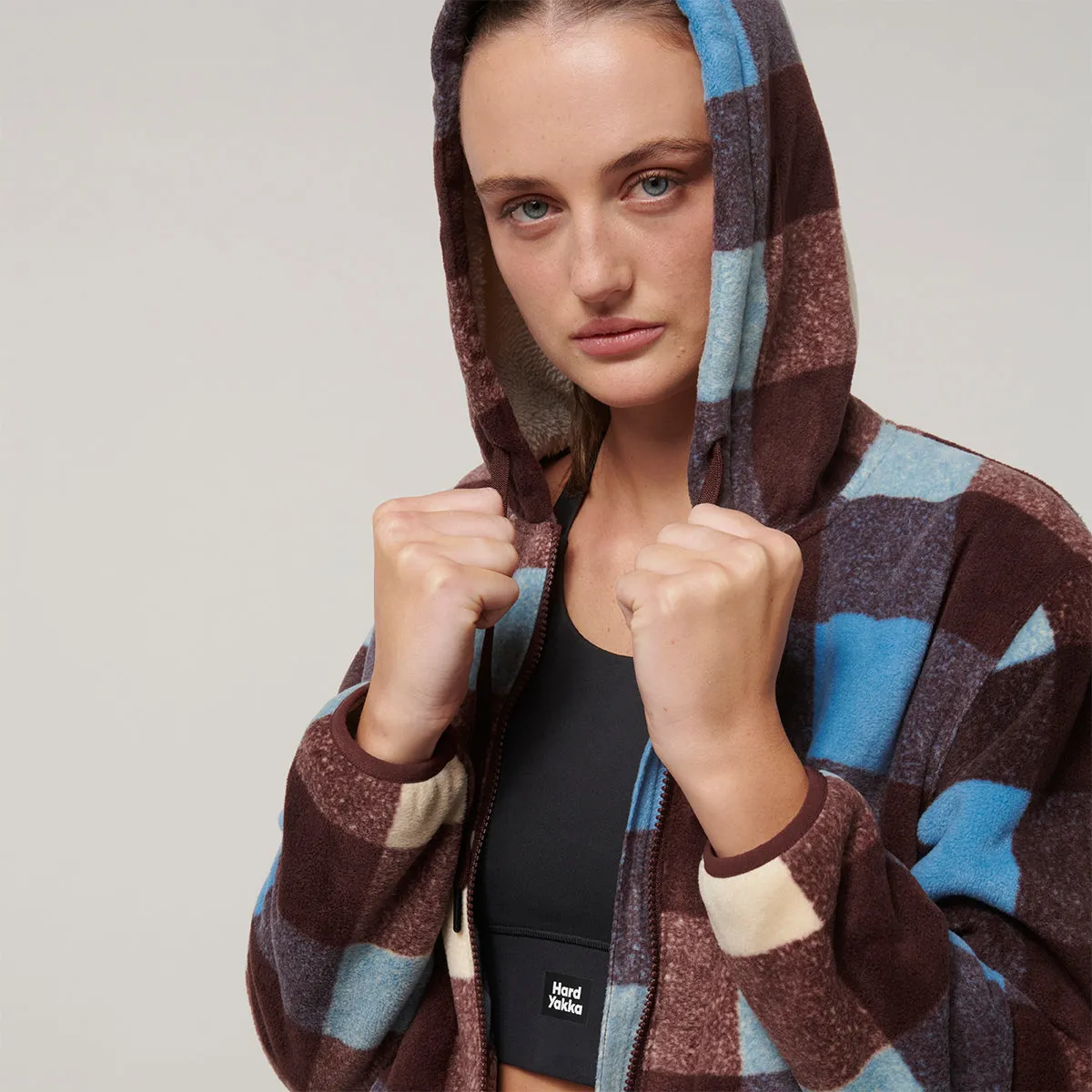 Hard Yakka Women's Check Zoodie - Mocha Check