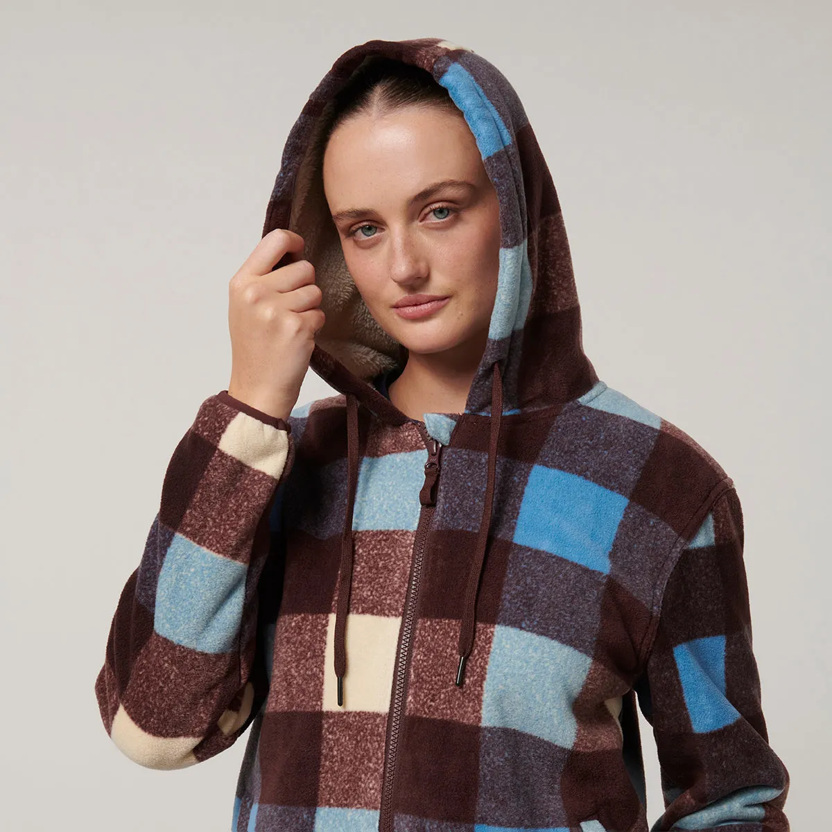 Hard Yakka Women's Check Zoodie - Mocha Check