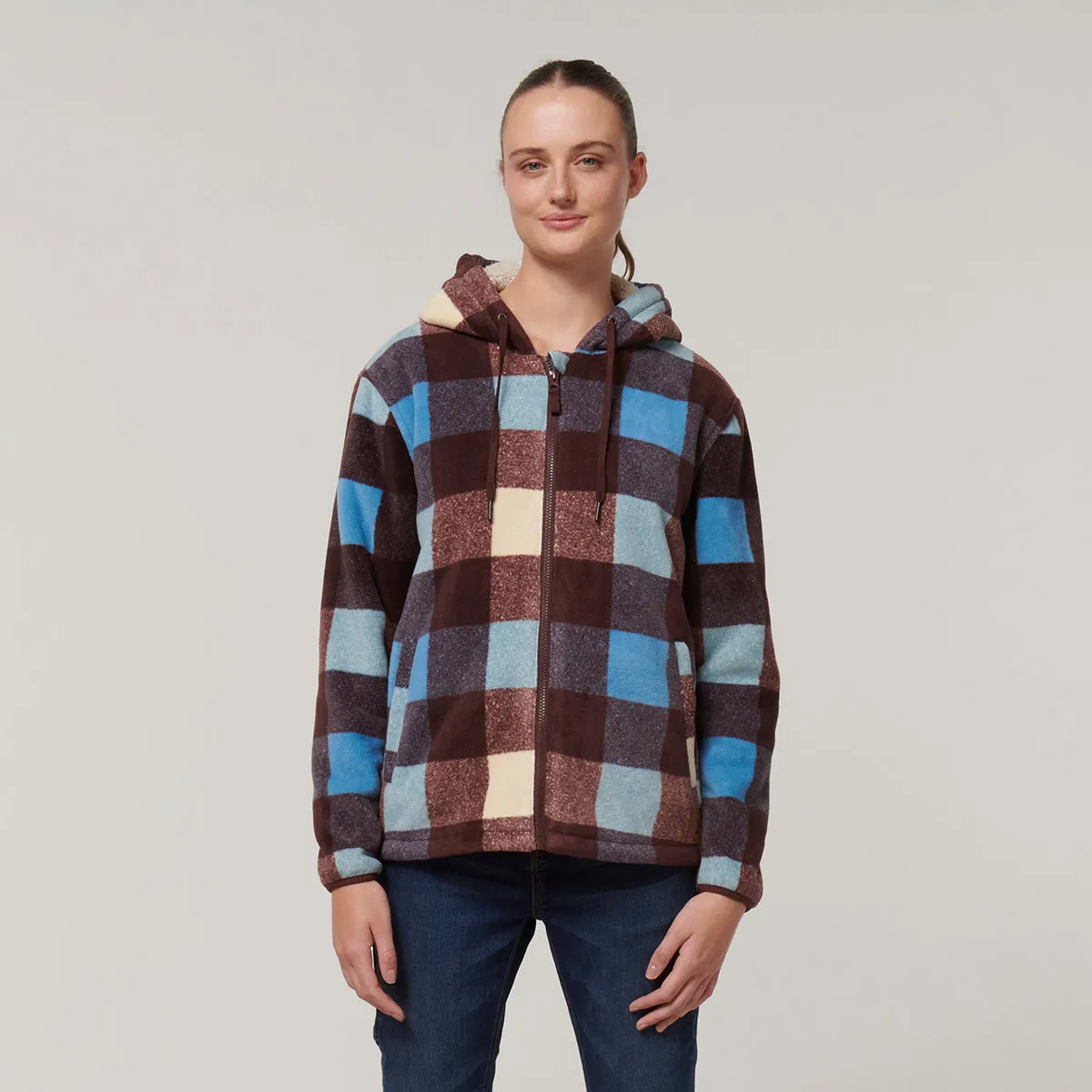 Hard Yakka Women's Check Zoodie - Mocha Check