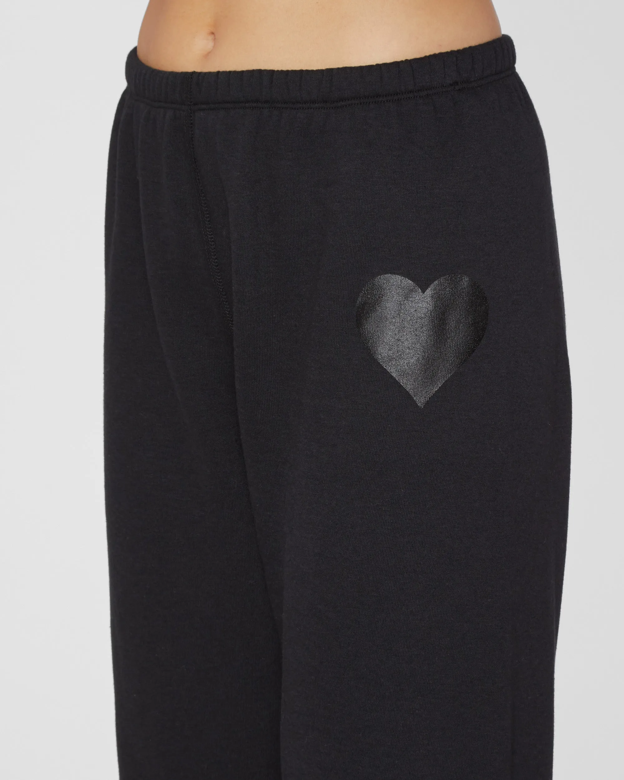 Heart Sweatpants in Black/Black