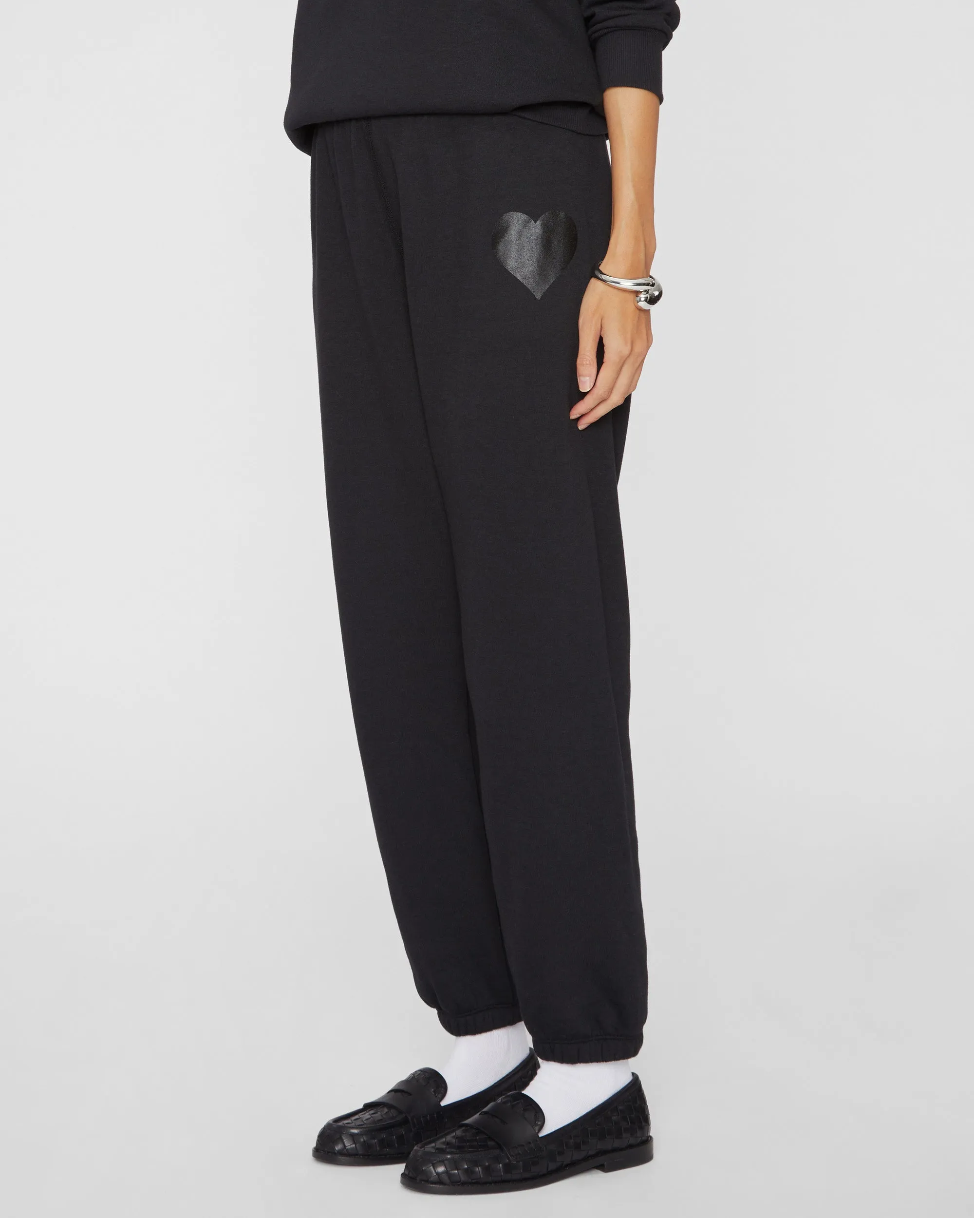 Heart Sweatpants in Black/Black