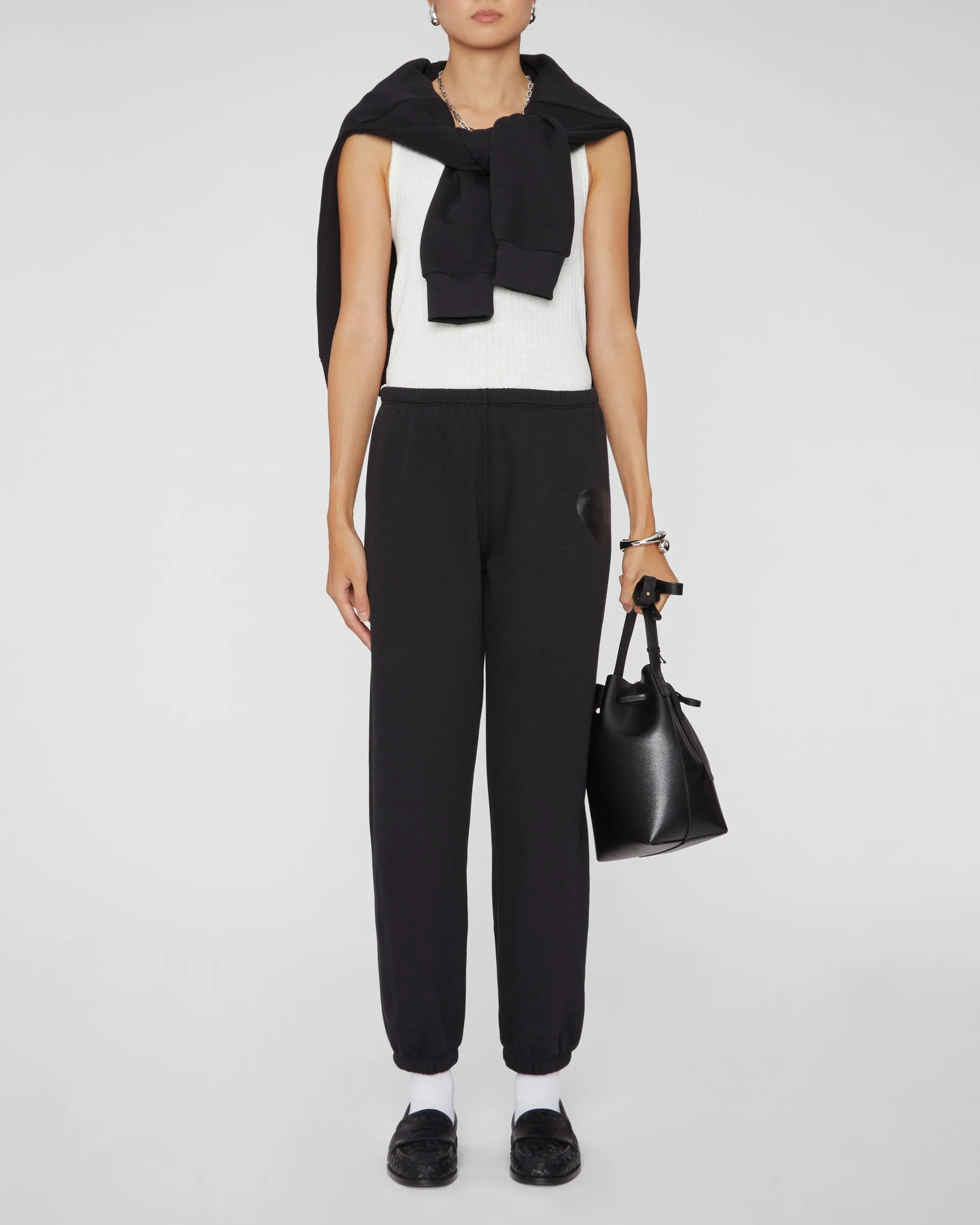Heart Sweatpants in Black/Black