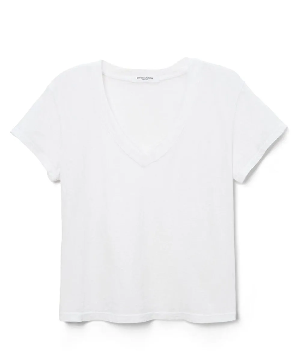 Hendrix V Neck Tee True White
