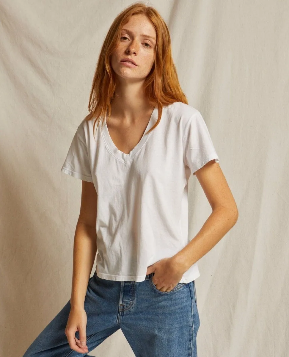 Hendrix V Neck Tee True White