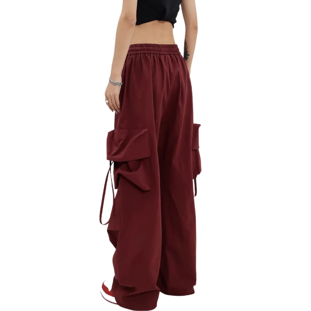 High Street Loose Solid Color Cargo Pants