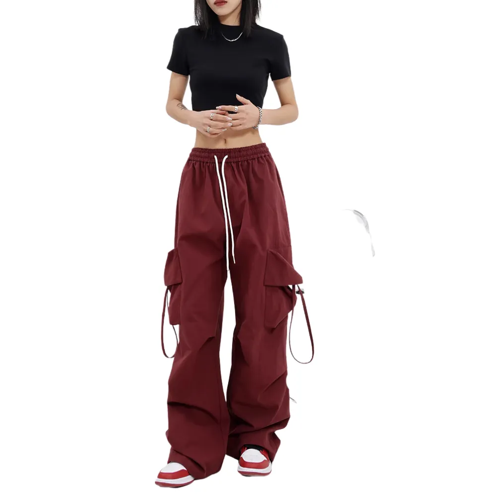 High Street Loose Solid Color Cargo Pants