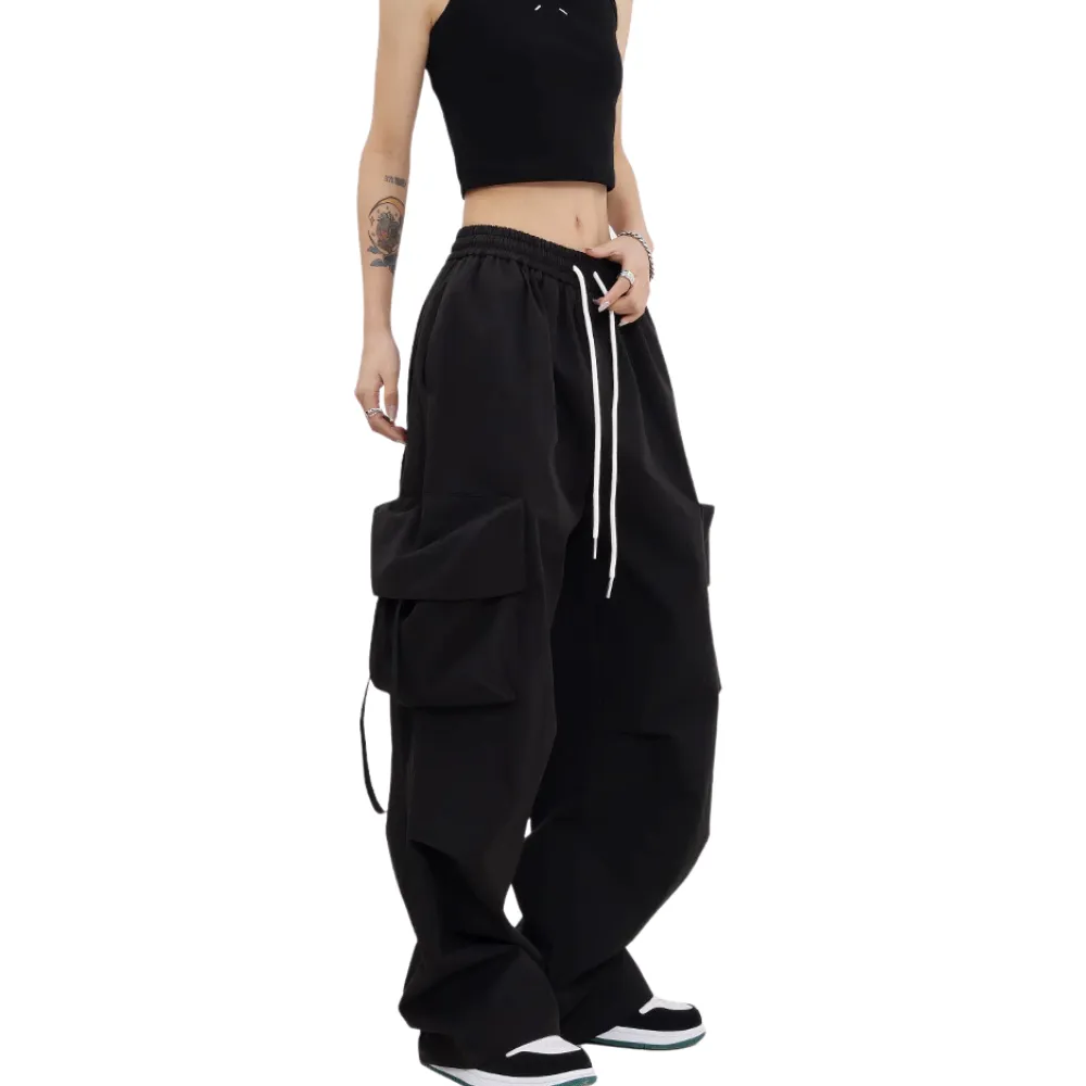 High Street Loose Solid Color Cargo Pants