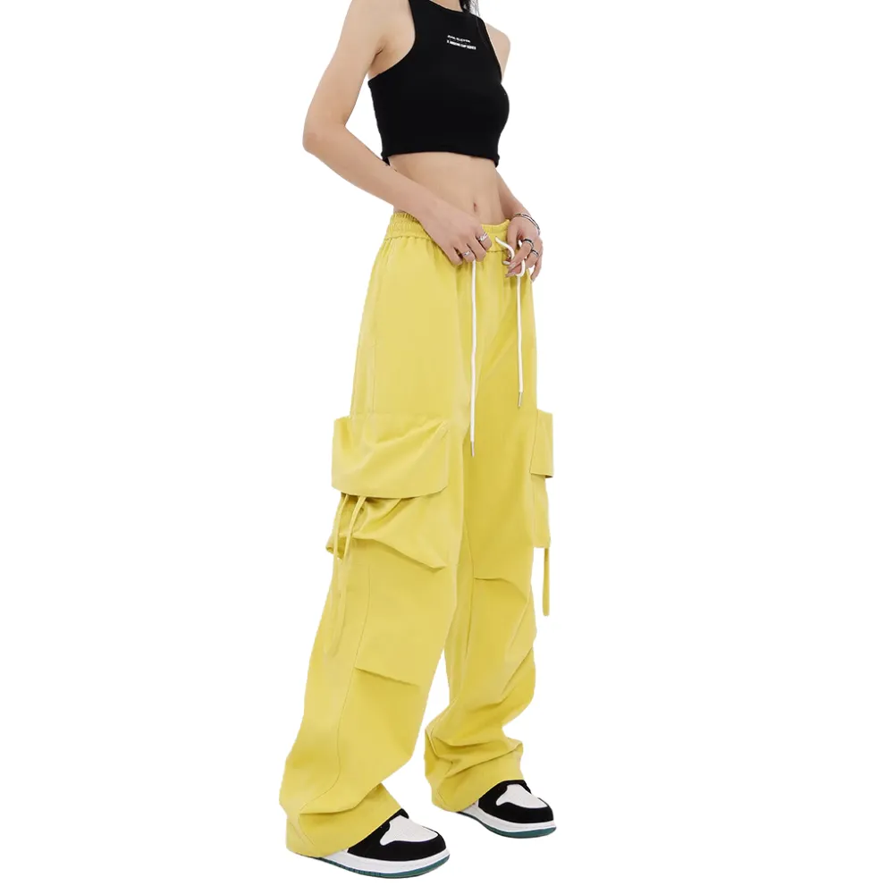 High Street Loose Solid Color Cargo Pants