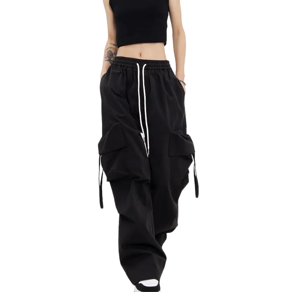 High Street Loose Solid Color Cargo Pants