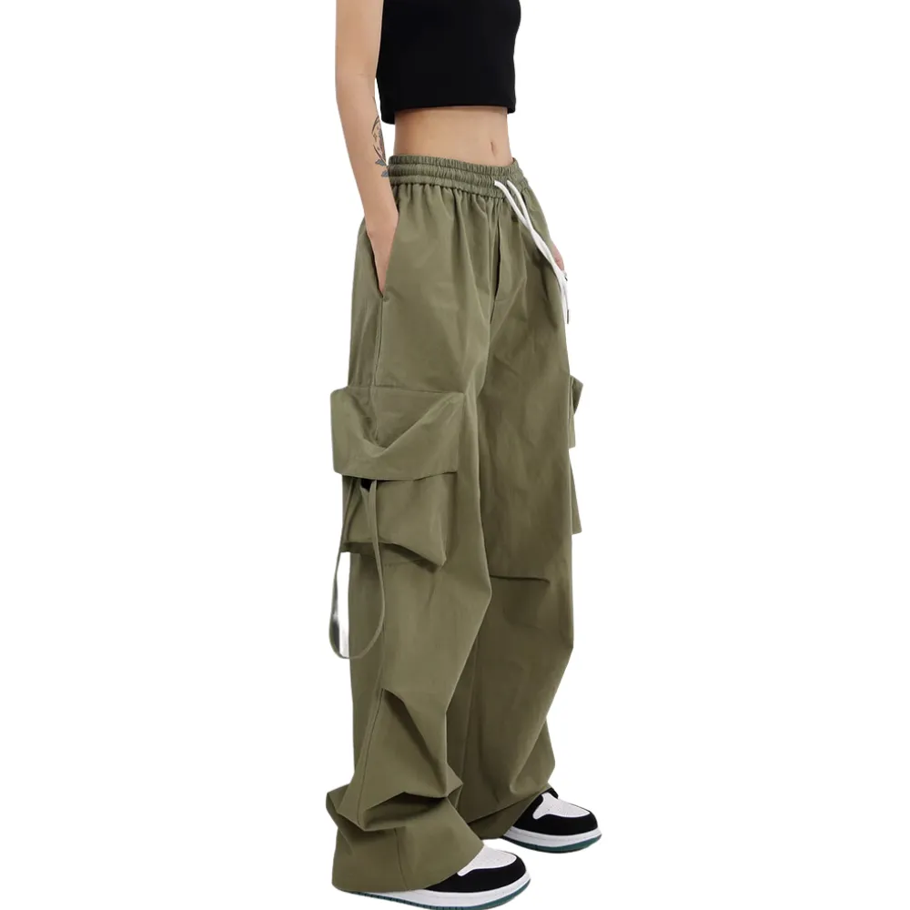 High Street Loose Solid Color Cargo Pants