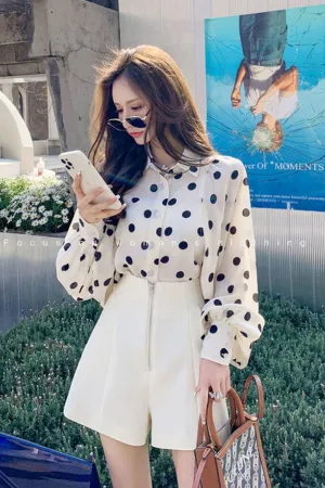 High Waist Front Zipper Loose Office Shorts