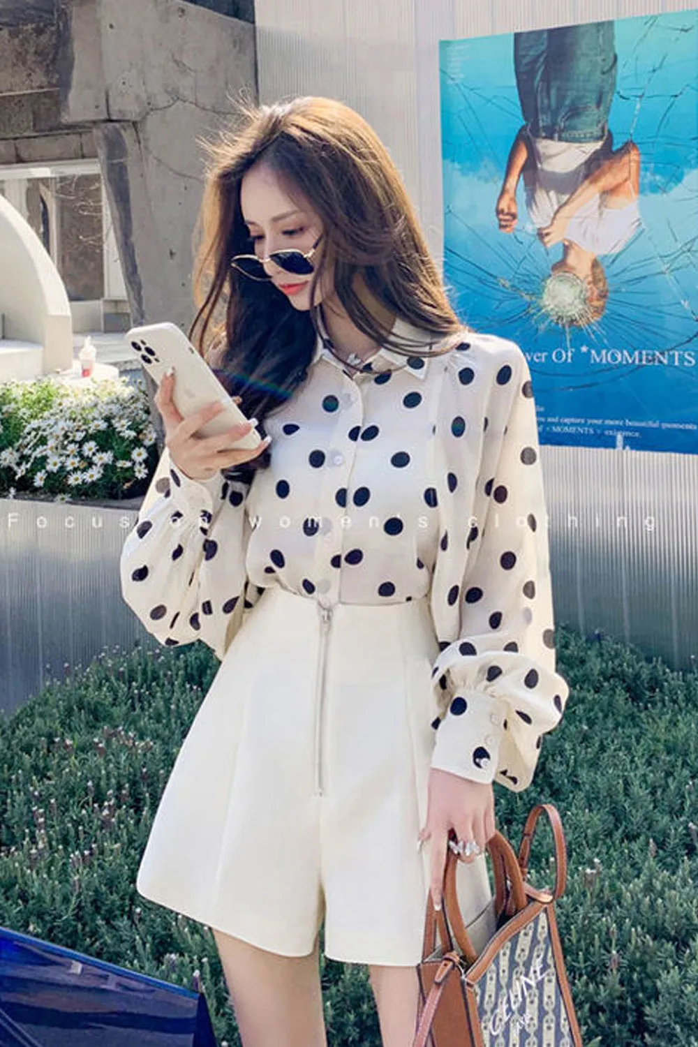 High Waist Front Zipper Loose Office Shorts
