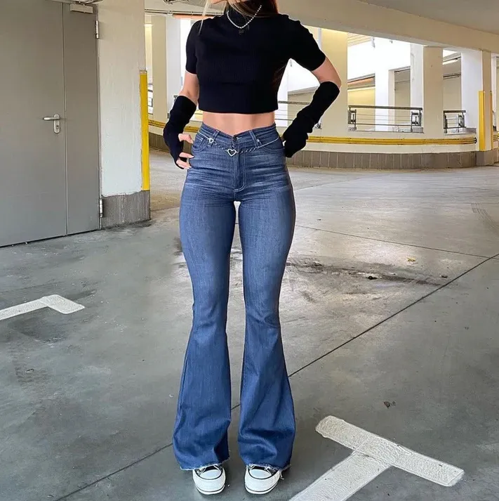 High-Waisted Denim Trousers for Women - Nympha