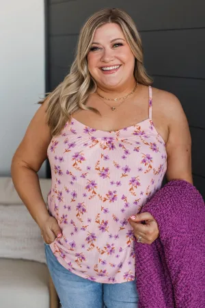Hopelessly Yours Floral Tank Top- Blush